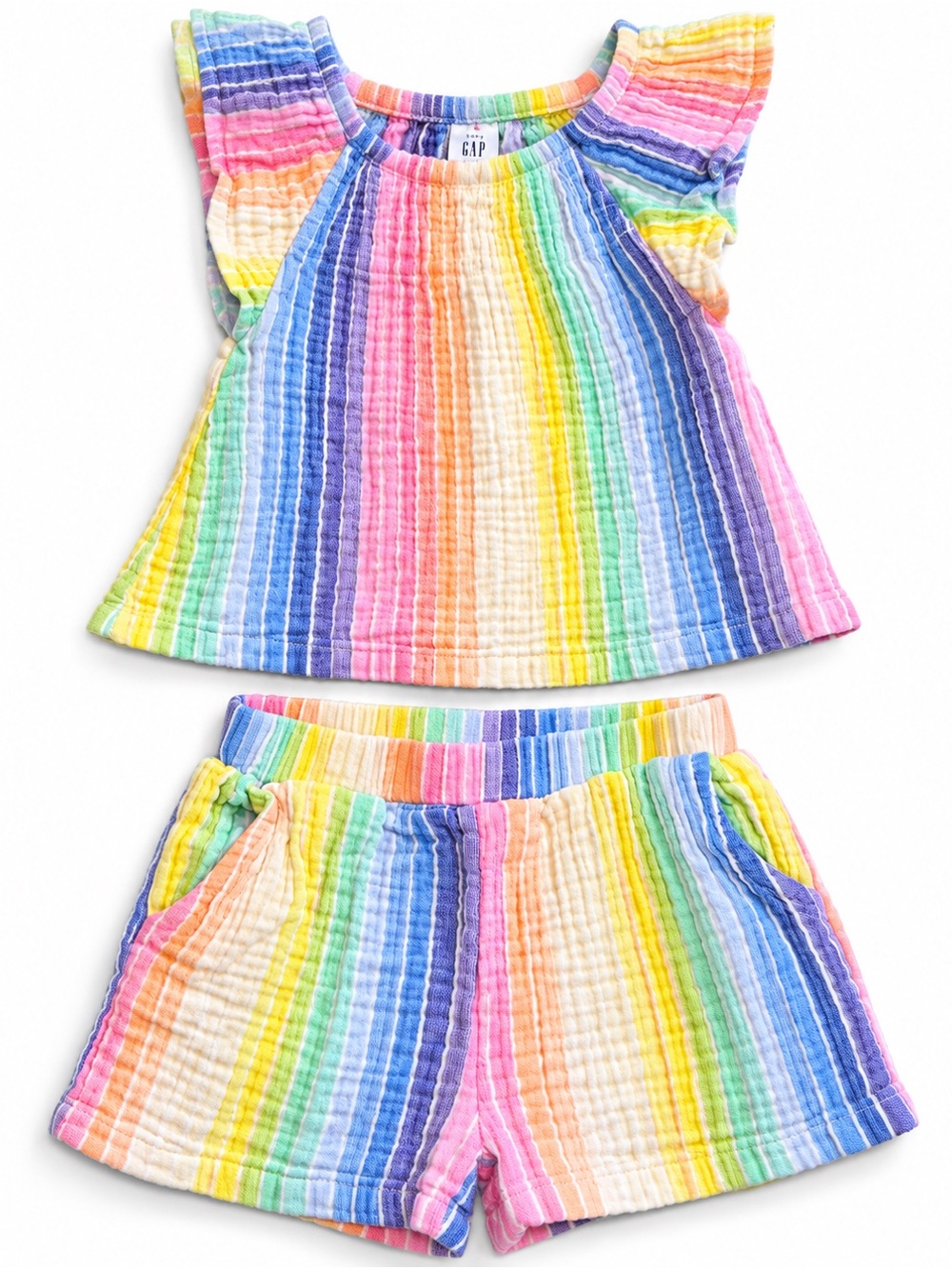 Gap Kids Rainbow Stripe Top & Shorts Set - Multi